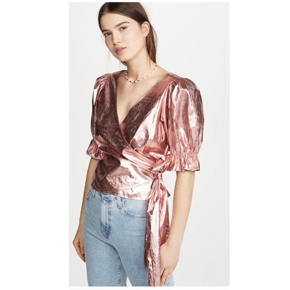 Cinq à Sept Foil Theo Top tea rose metallic pink